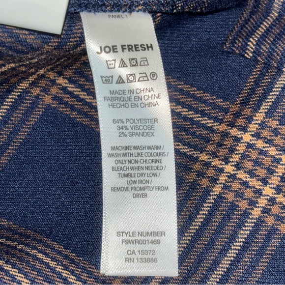 NWOT Plaid Navy Blue and Brown Women's Top - Picture 7 of 7